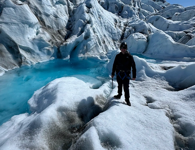 Dr. Dennis Rabinovich during a glacier adventure