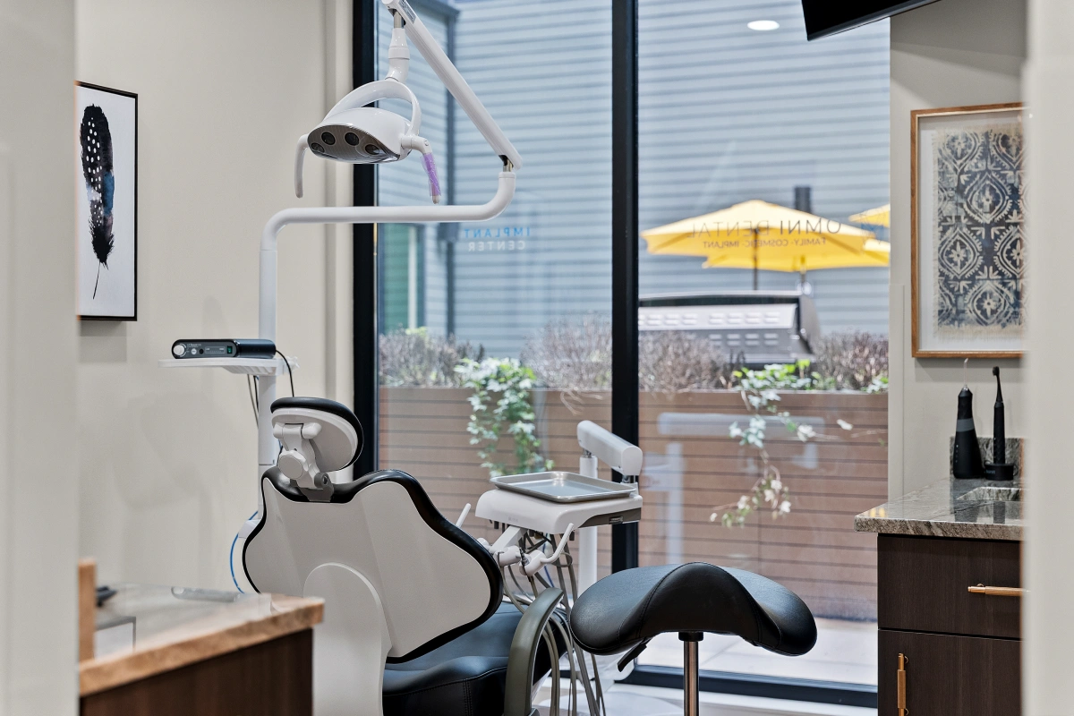 Dental treatment chair inside Omni Dental clinic for patient procedures