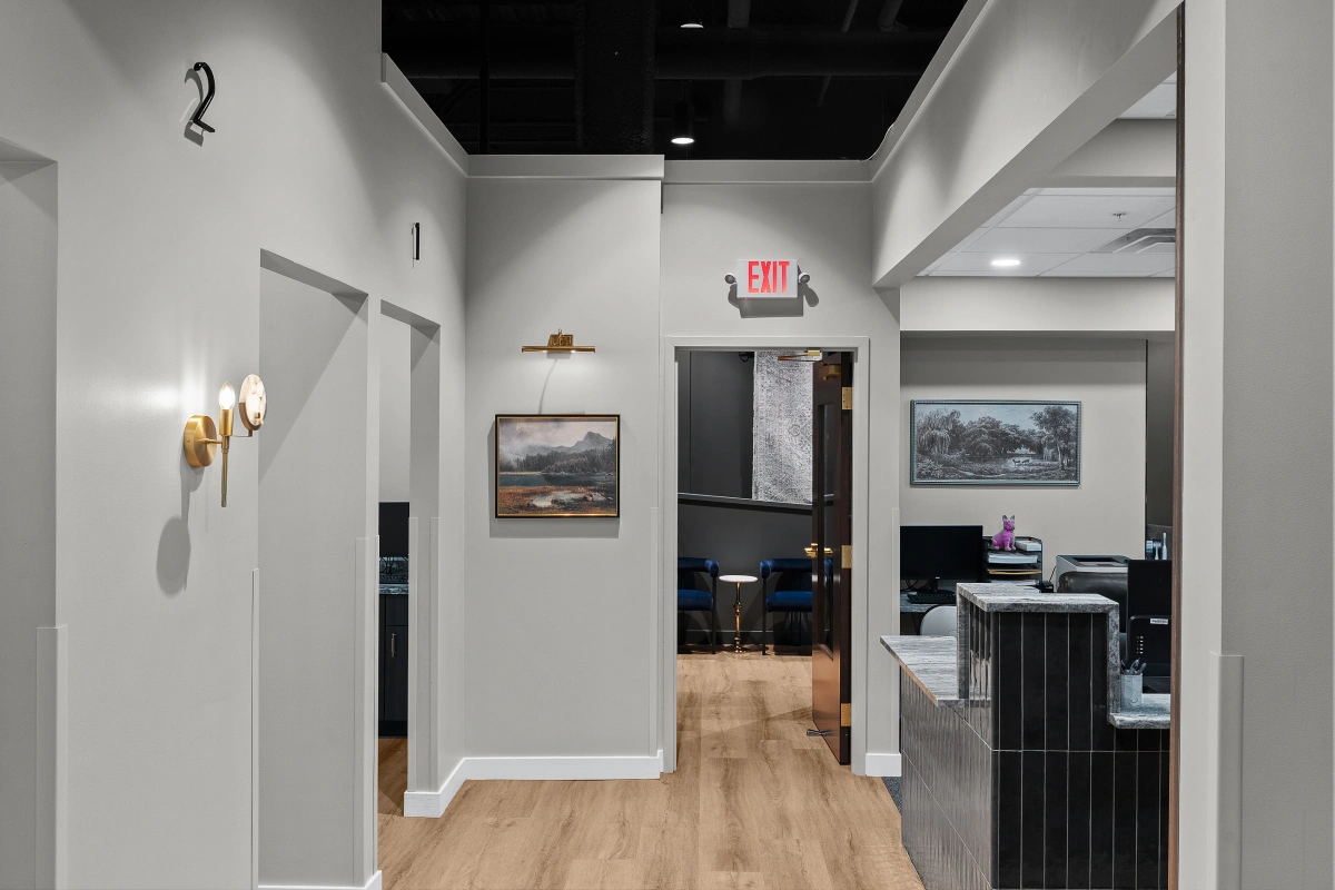 Omni Dental reception hall and interior corridor