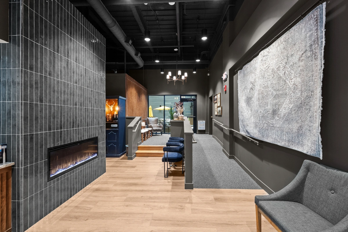 Omni Dental office waiting lounge with patient seating area