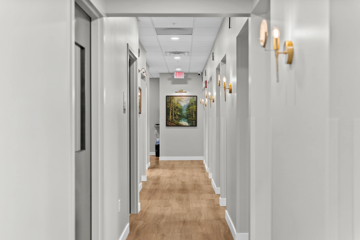 Dental clinic practice hallway and corridor view