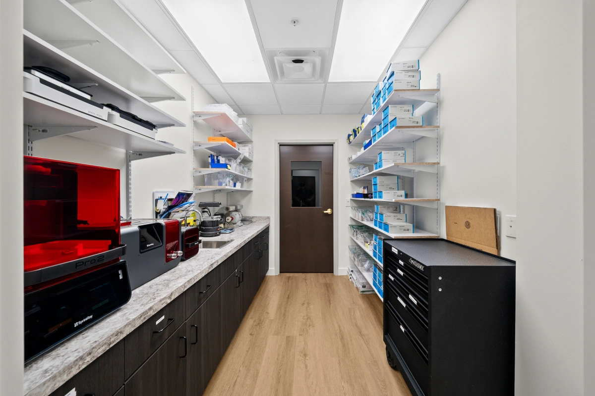 Modern dental technology room with advanced equipment